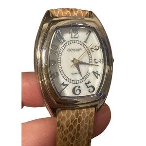 Gossip Silver tone watch Italian leather band snake skin pattern